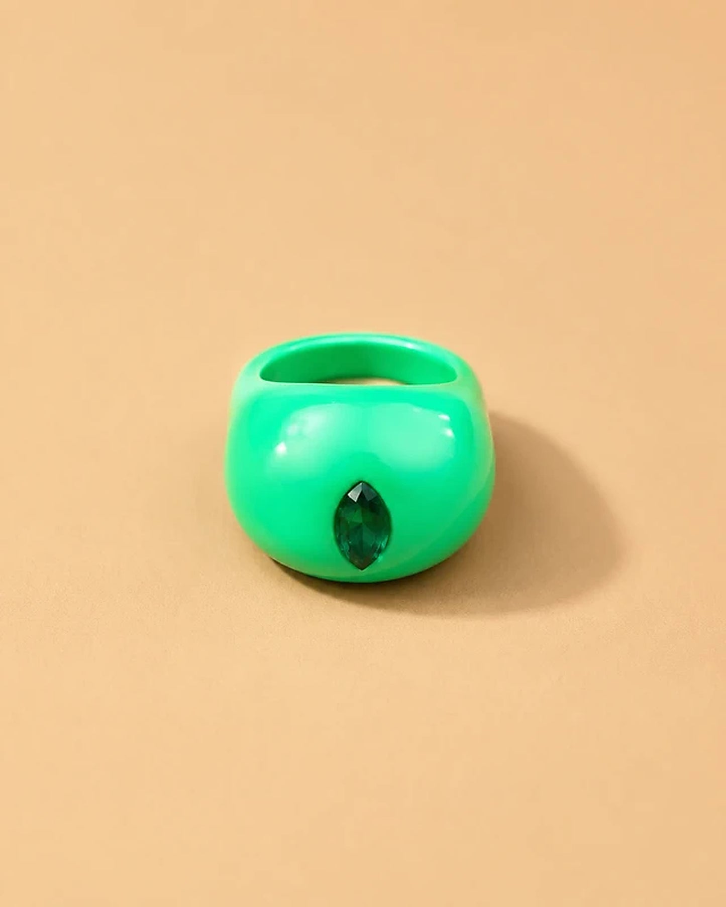 Anillo Verde Volumen con Lágrima Azul