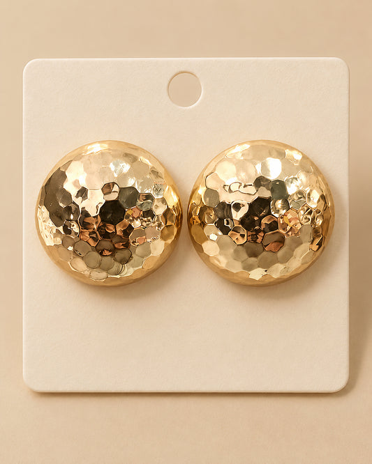 Pendientes Botón Dorados de Textura Martillada