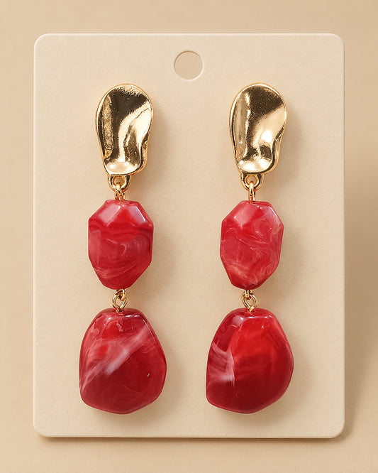 Pendientes Rojos de Volúmenes Orgánicos Dorados