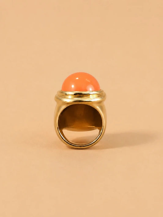 Anillo Dorado Ovalado Naranja Luminoso
