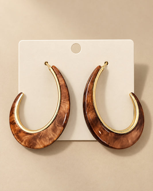Pendientes Aro Carey Marrón con Dorado