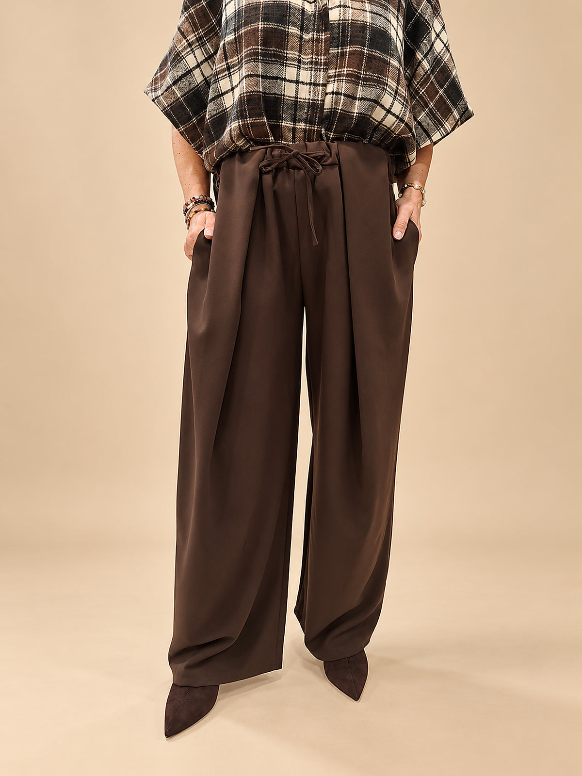 Pantalón Palazzo con Lazada y Pinzas