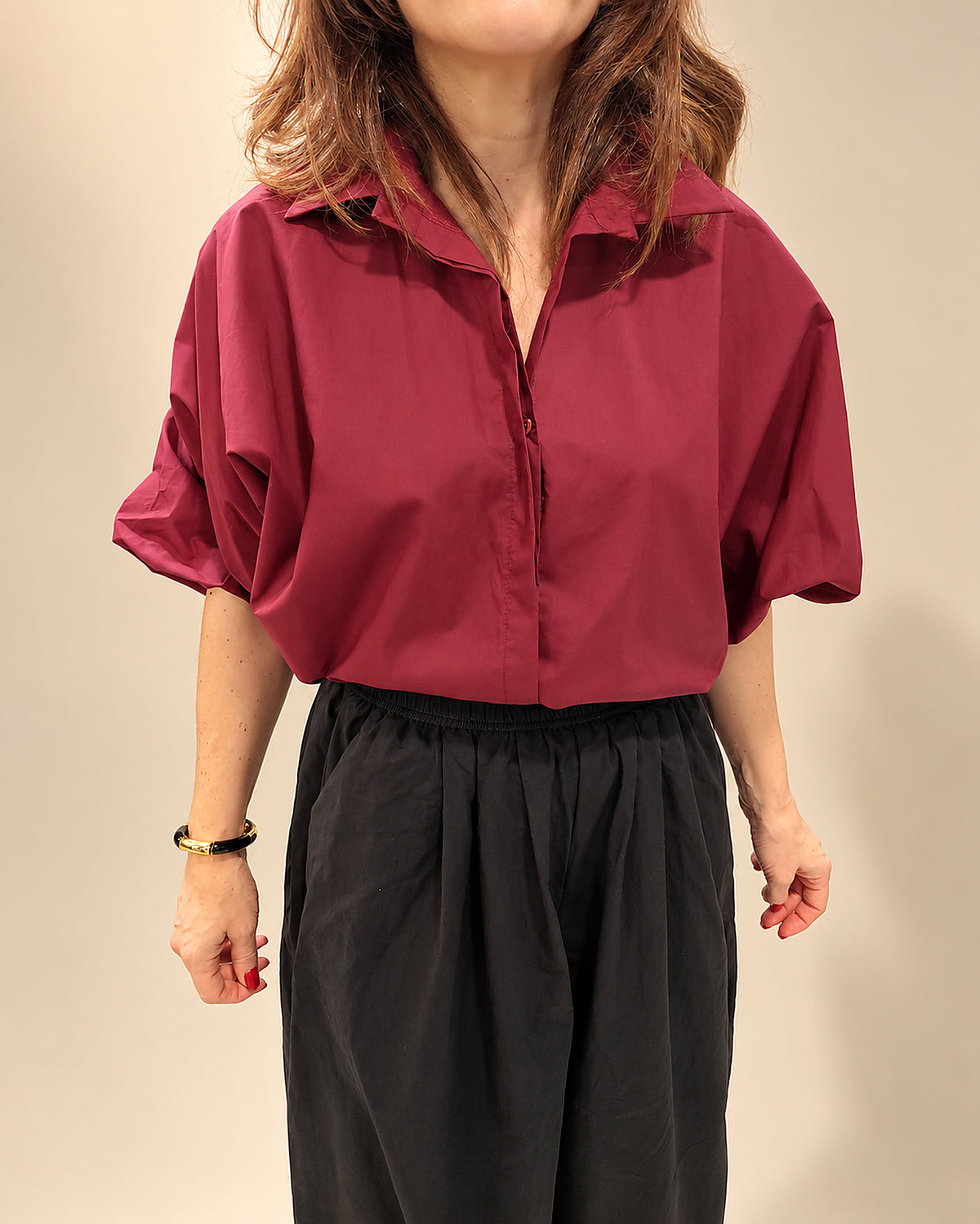 Blusa Globo de Cuello Camisero