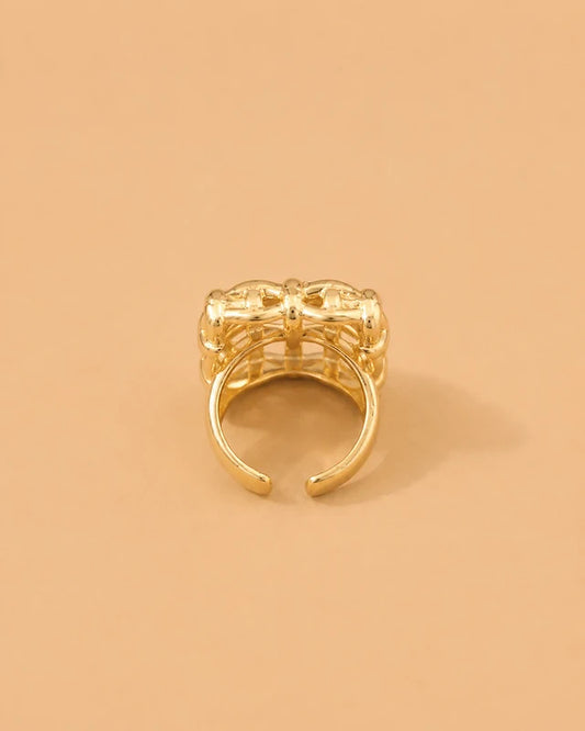 Anillo Ajustable Dorado Ancho de Rejilla