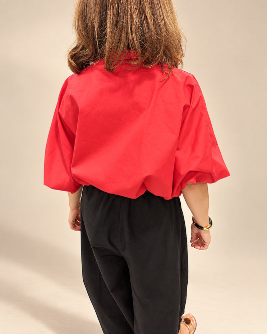 Blusa Globo de Cuello Camisero