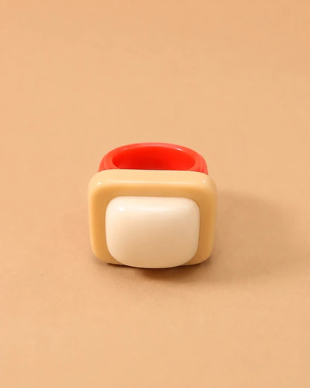 Anillo Naranja y Crema Geométrico