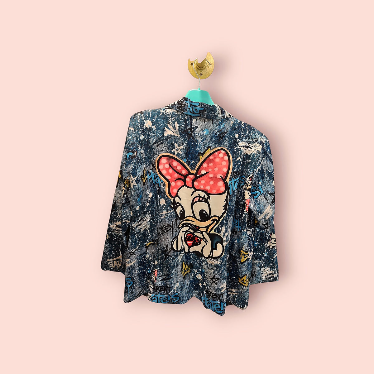 Blazer Azul con Estampado Ilustrado Pop