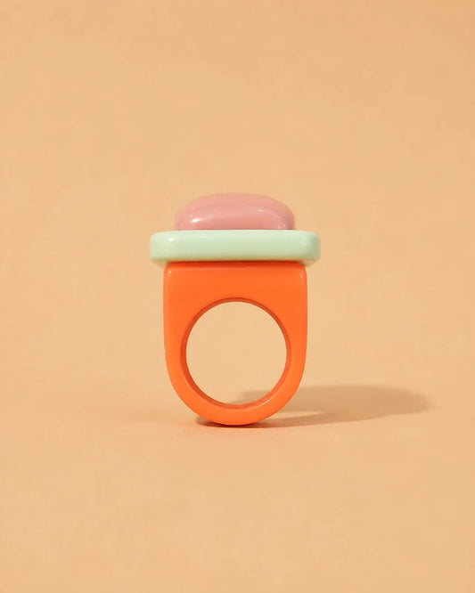 Anillo Naranja Menta Rosa Geométrico