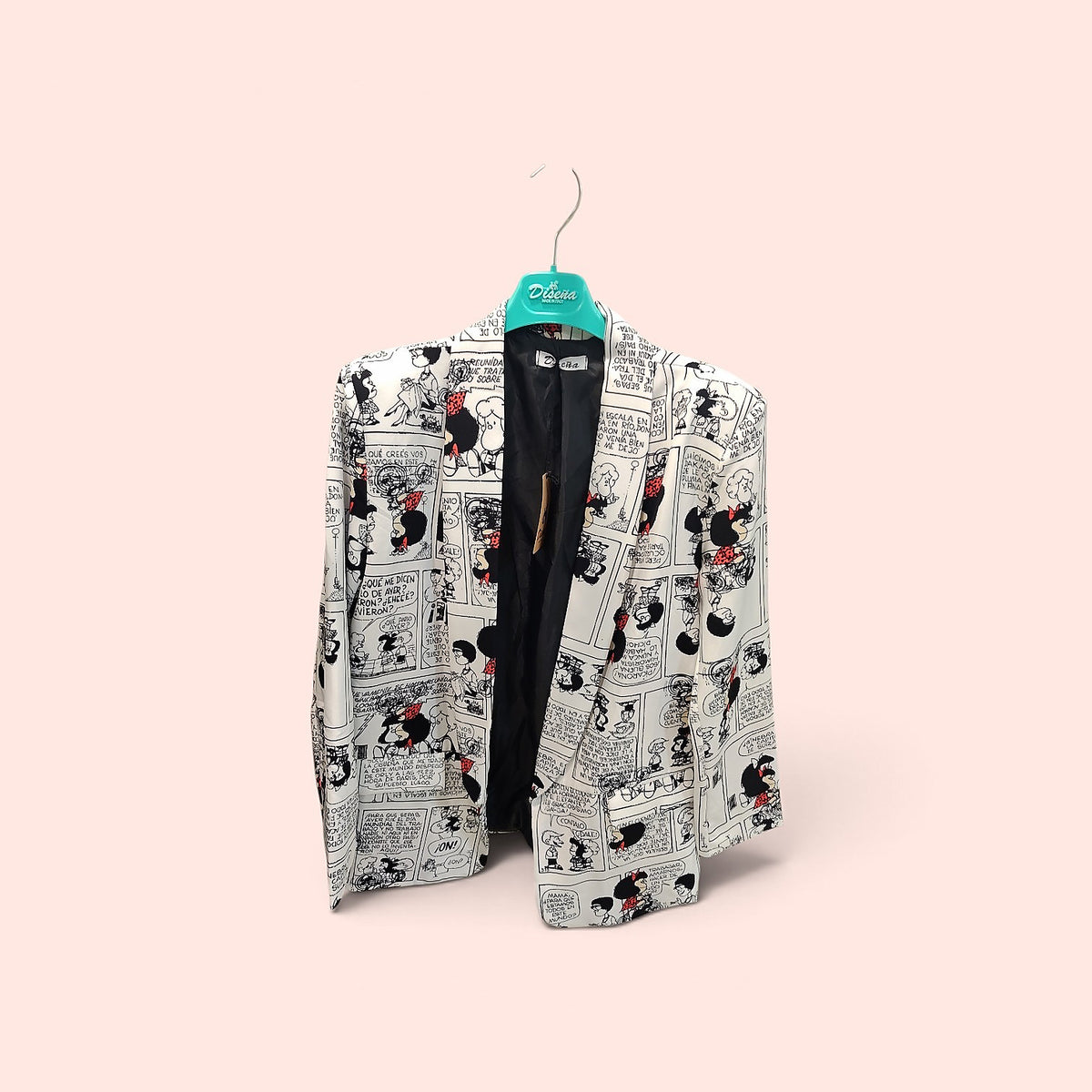 Blazer Blanco con Estampado Gráfico Cómic