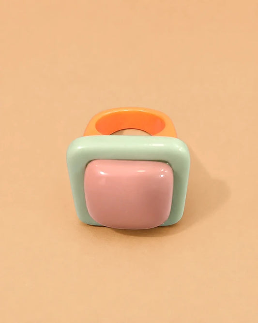 Anillo Naranja Menta Rosa Geométrico