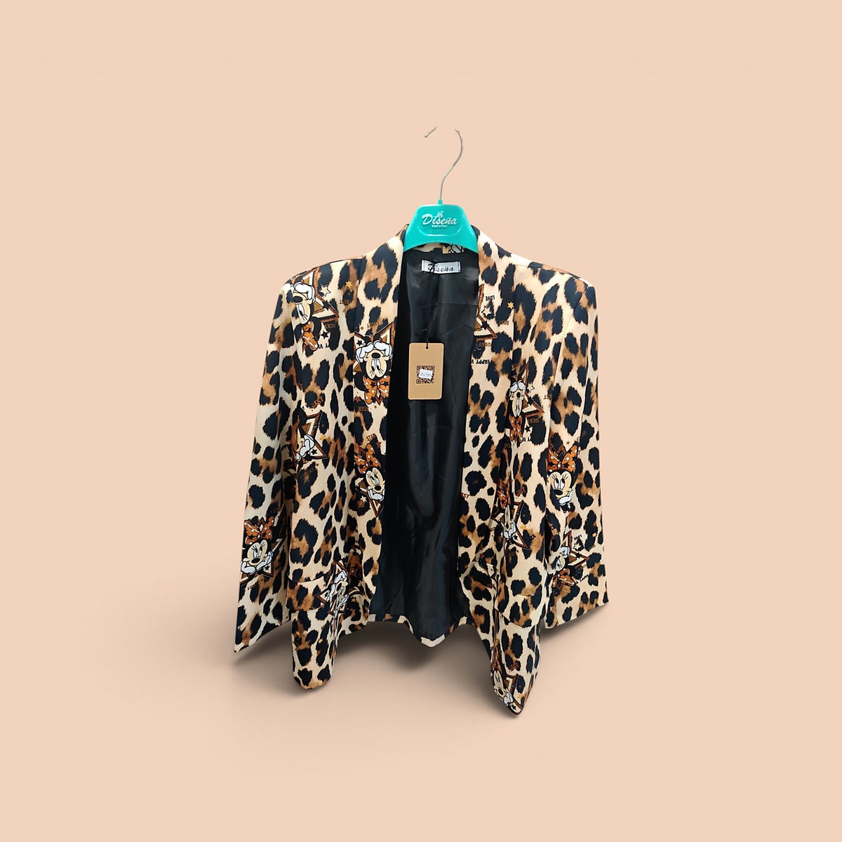 Blazer Leopardo con Ilustración Artística Posterior