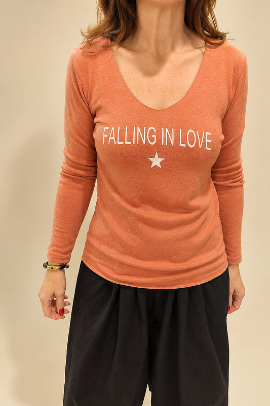 Camiseta Manga Larga Falling in Love Coral