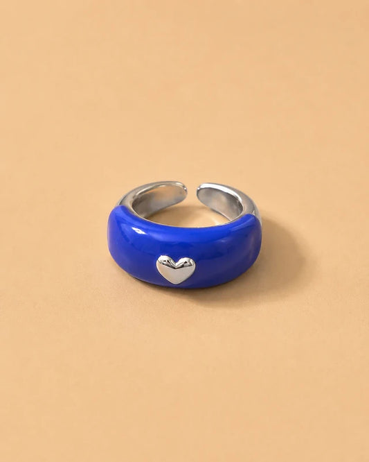 Anillo Ajustable Azul con Detalle Corazón