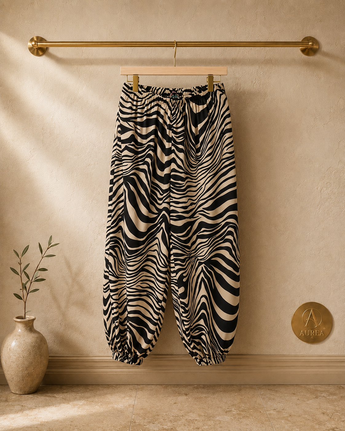 Pantalón Bombacho Estampado Cebra