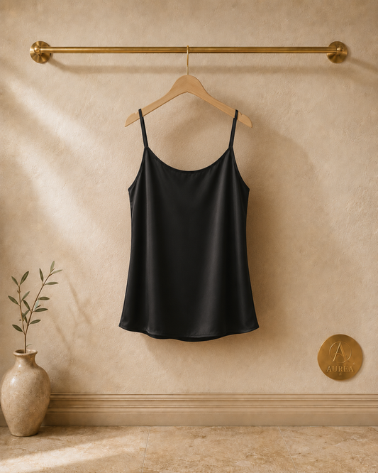 Top Negro Satinado de Tirantes Finos