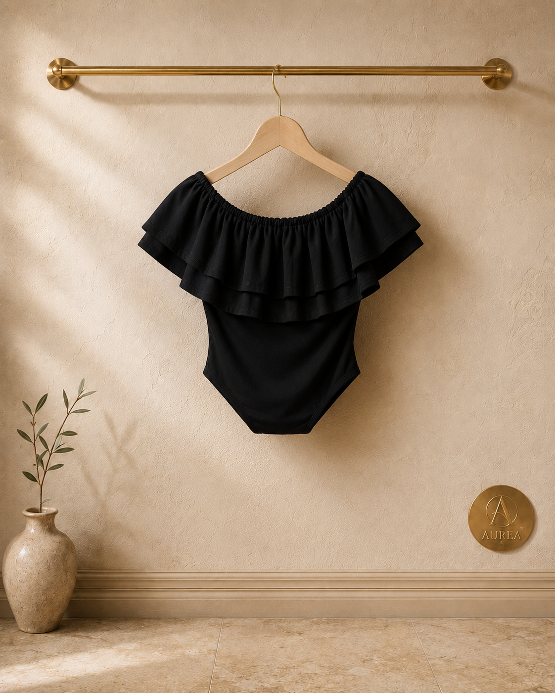 Top Negro Bardot con Volante