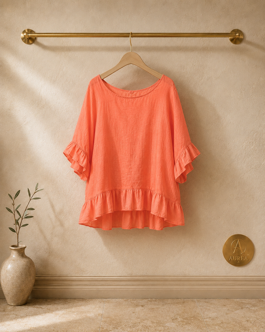Blusa Coral con Volantes