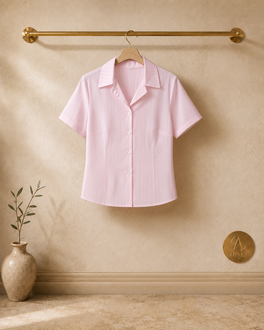 Camisa Corta Rosa de Rayas