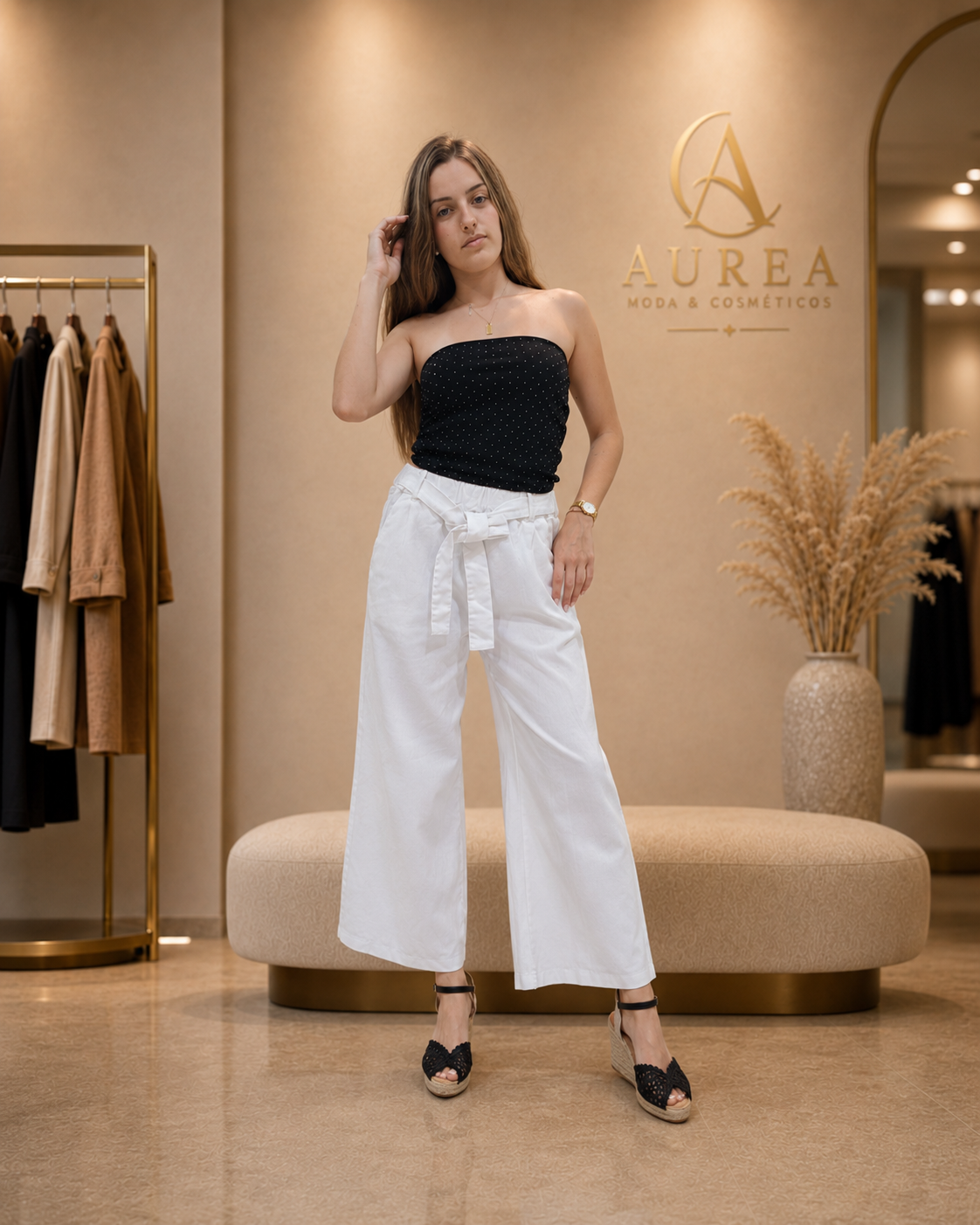 Pantalón Culotte Blanco con Lazada