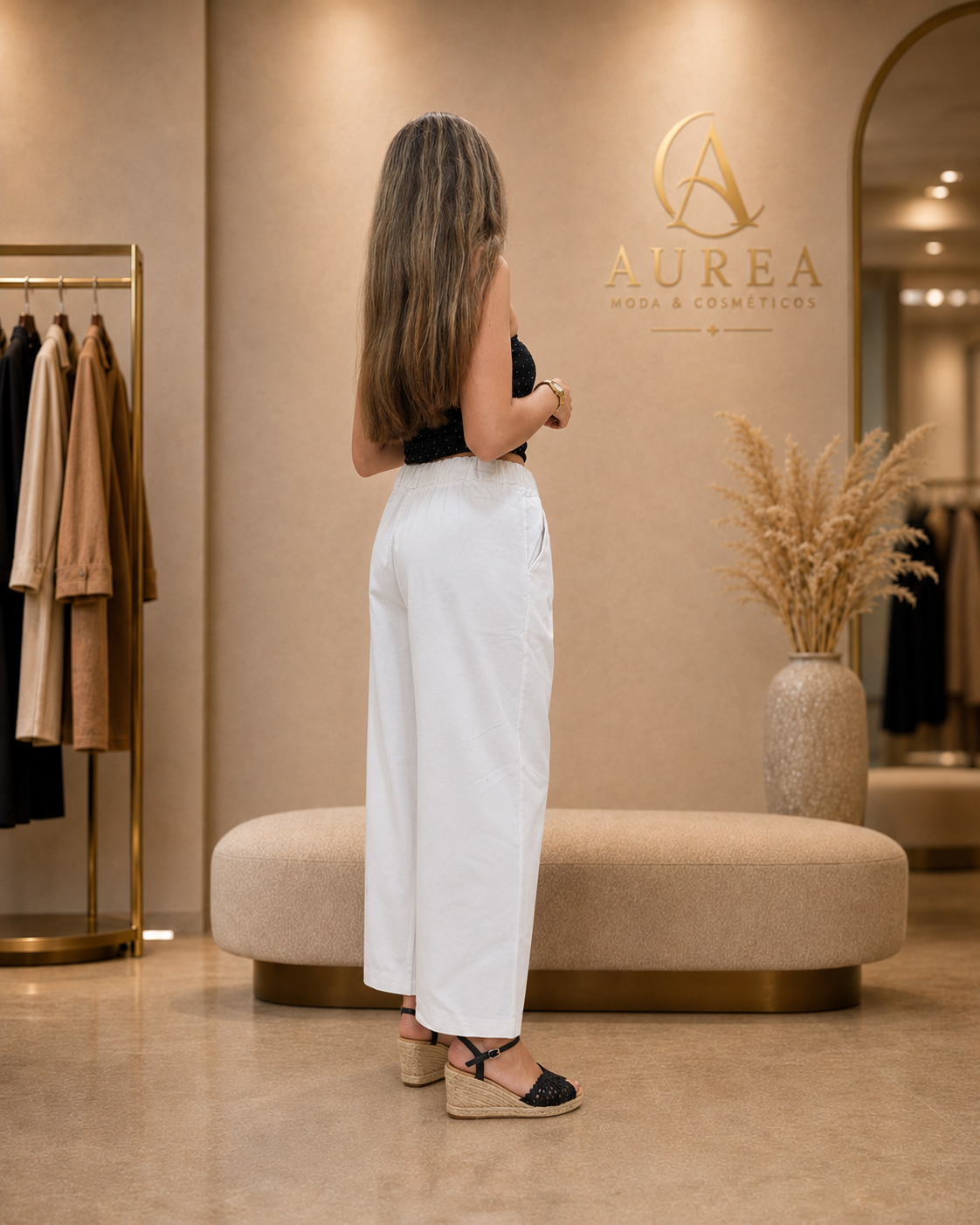 Pantalón Culotte Blanco con Lazada