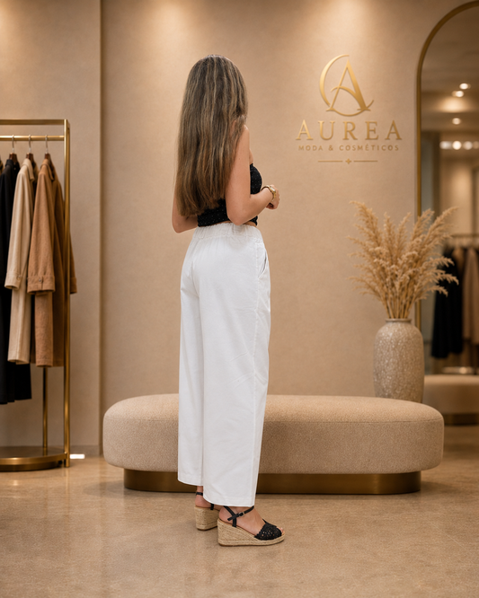 Pantalón Culotte Blanco con Lazada
