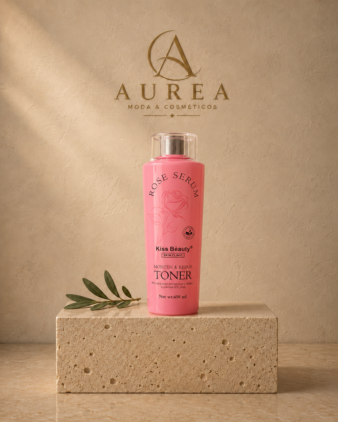 Tónico Facial Rose Serum Kiss Beauty 450 ml