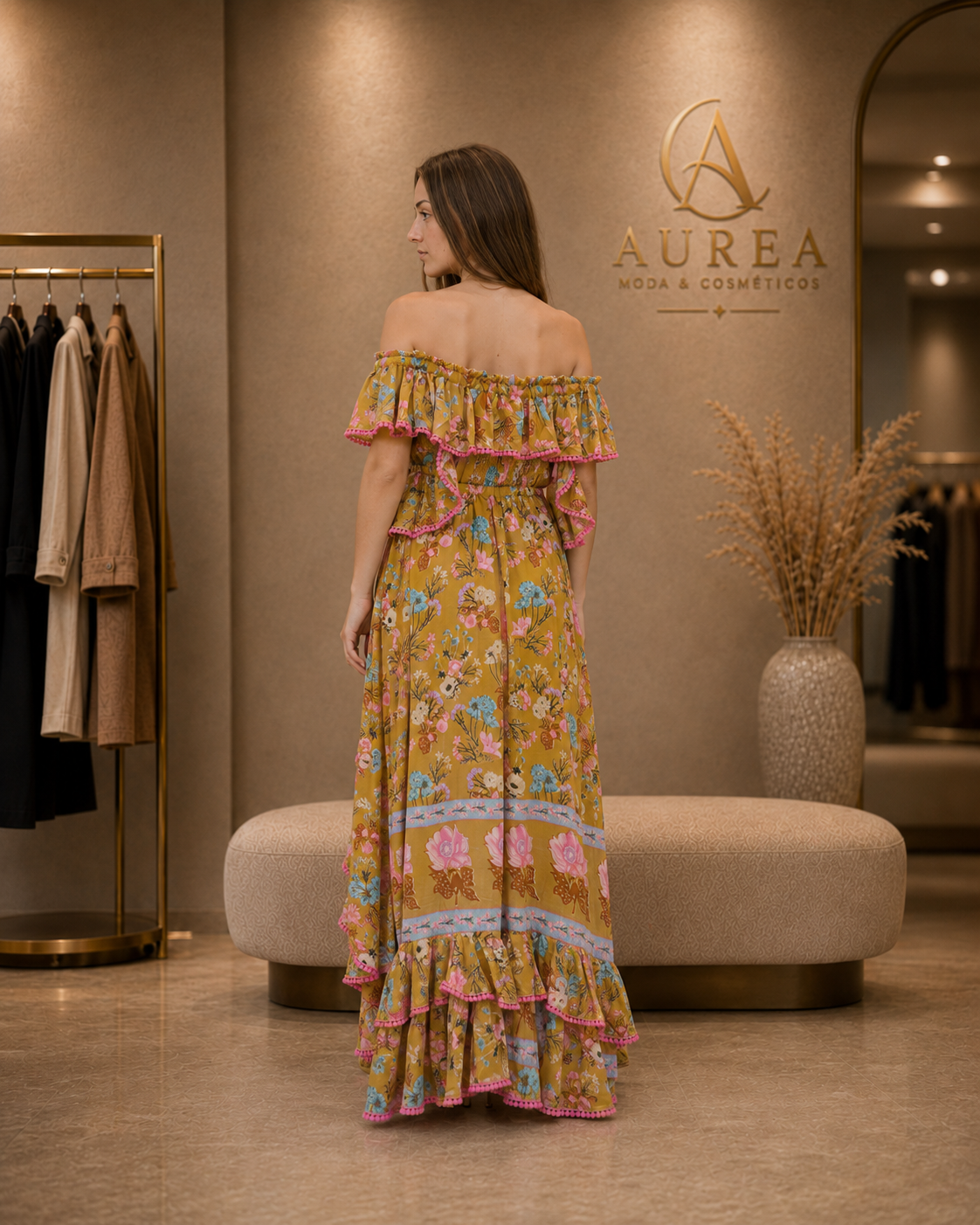 Vestido Asimétrico Floral JOT con Volantes