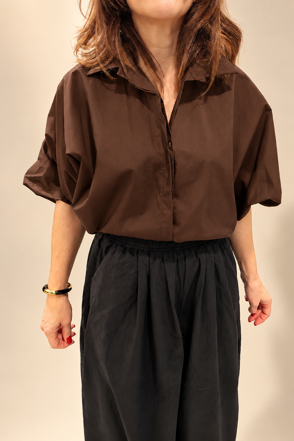 Blusa Globo de Cuello Camisero