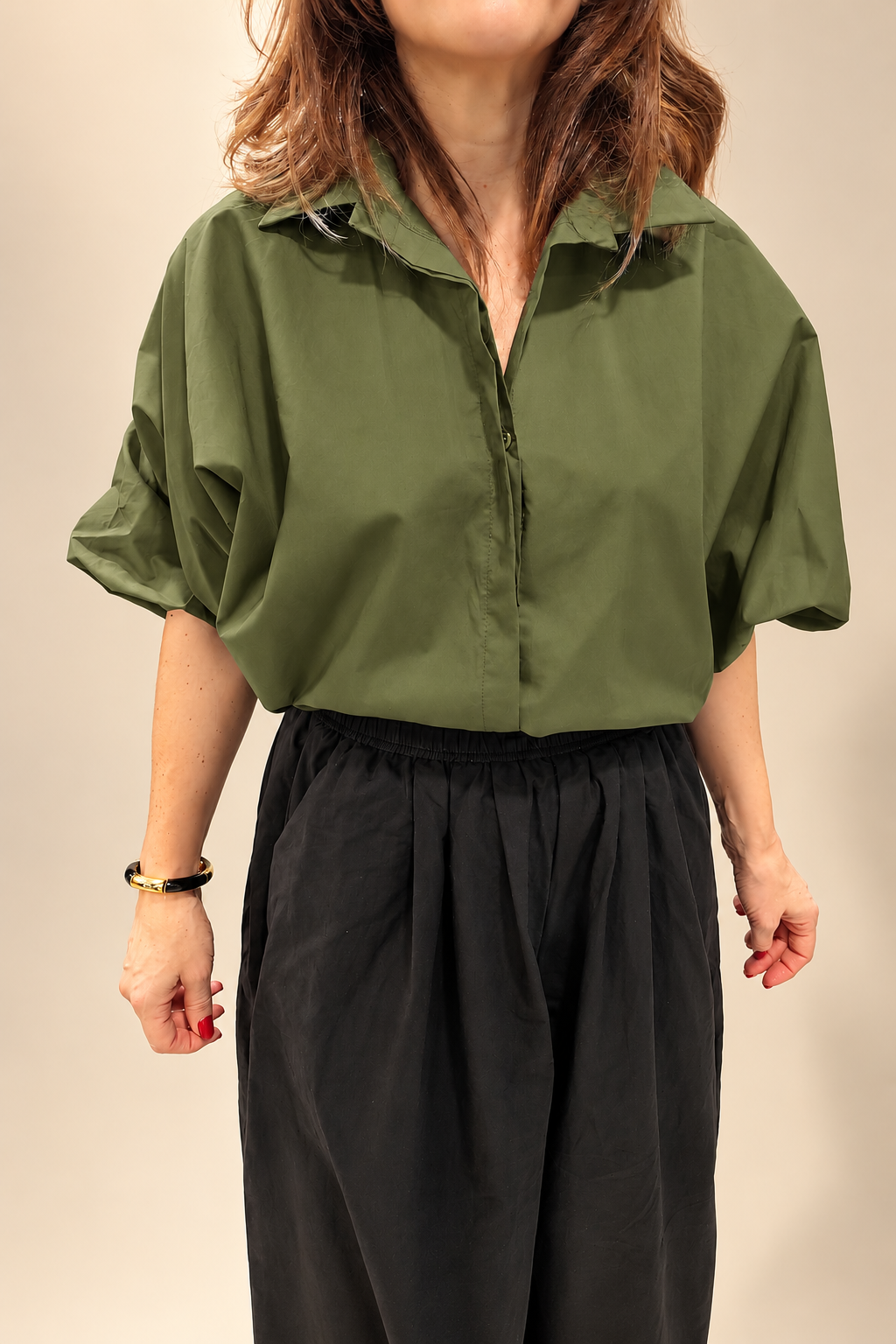 Blusa Globo de Cuello Camisero