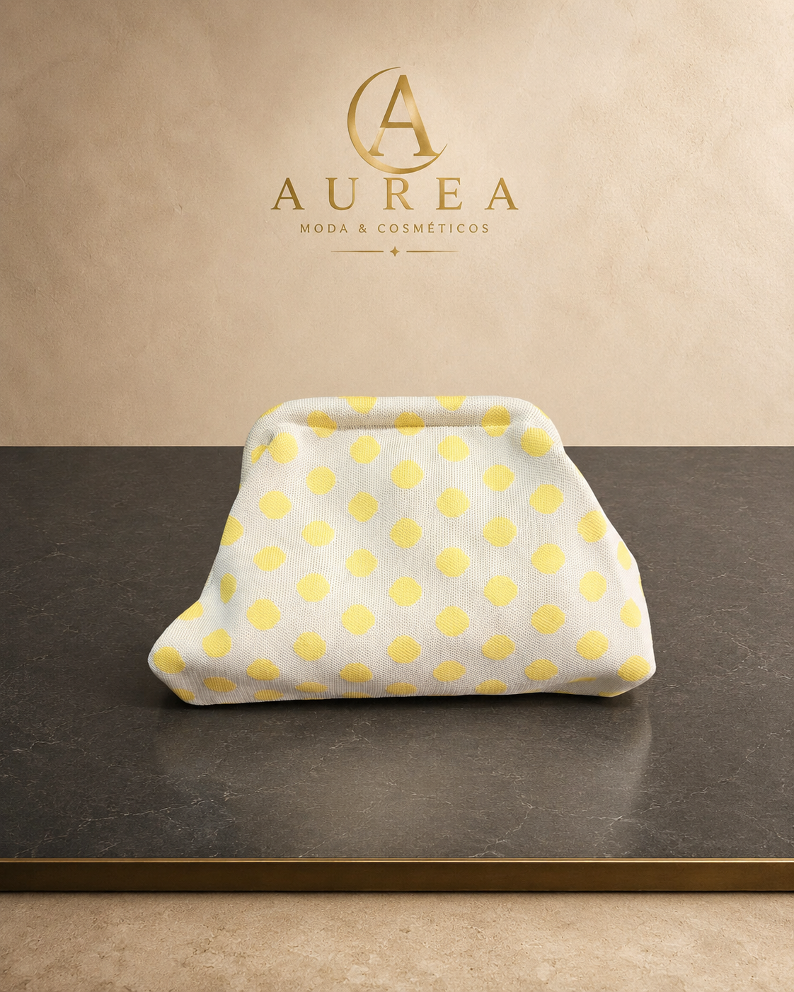 Bolso Clutch Lunares Amarillo