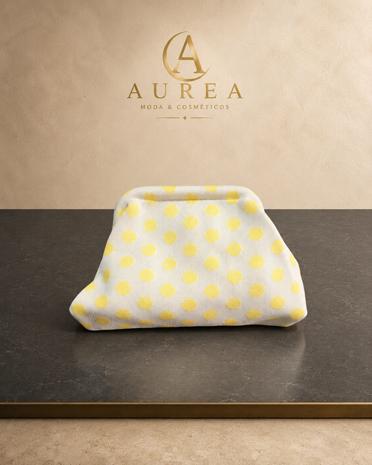 Bolso Clutch Lunares Amarillo