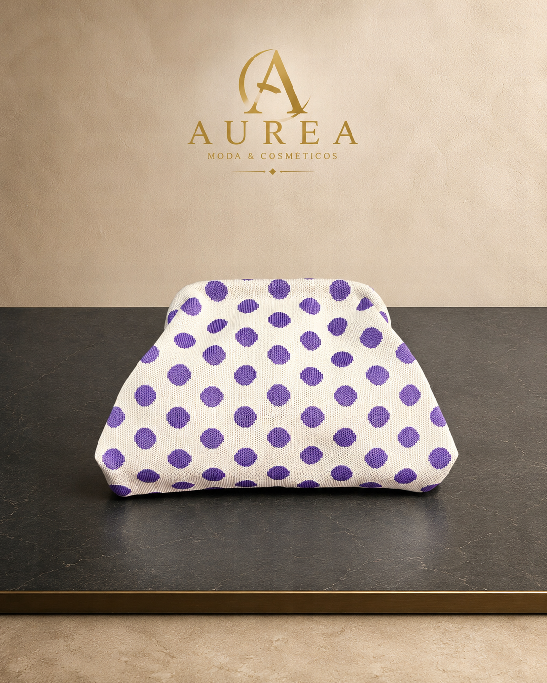 Bolso Clutch Lunares Violeta