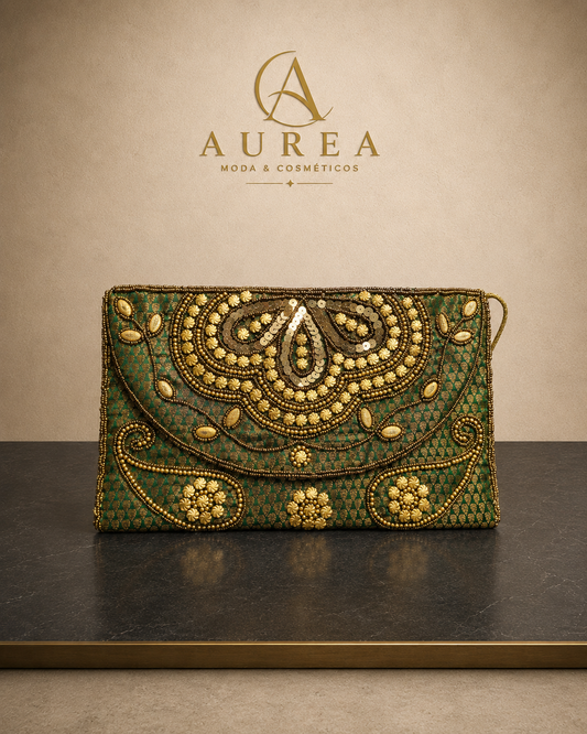 Bolso Clutch Bordado Maharani Verde