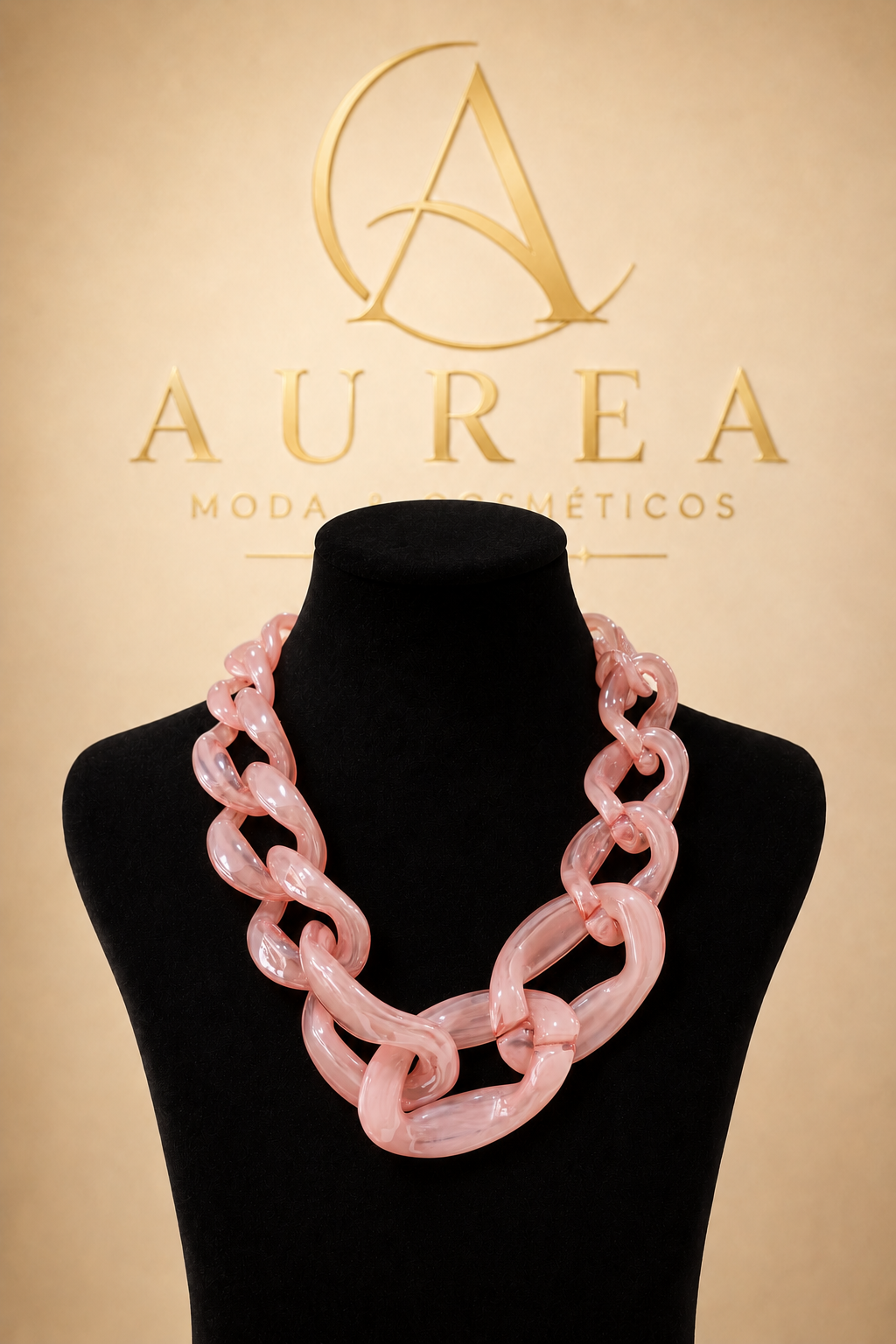 Collar Eslabón Rosa Cristal