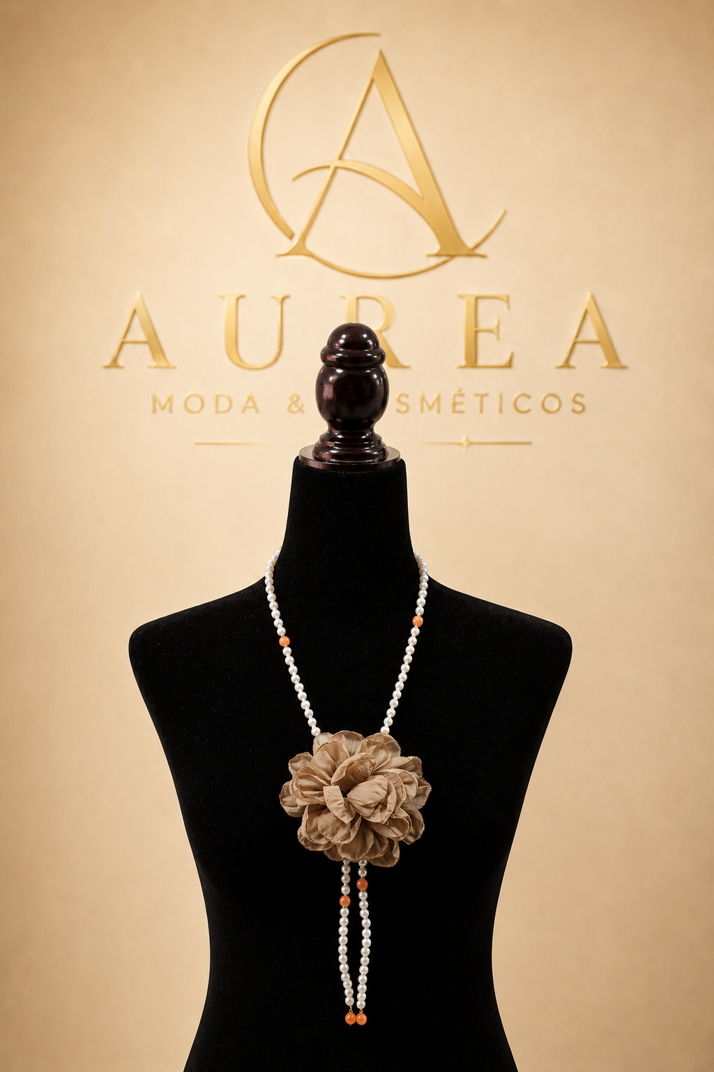 Collar Flor Perla Champagne