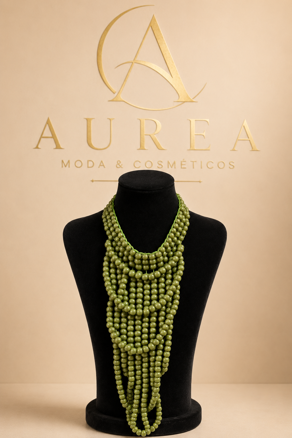 Collar Cascada Verde Oliva