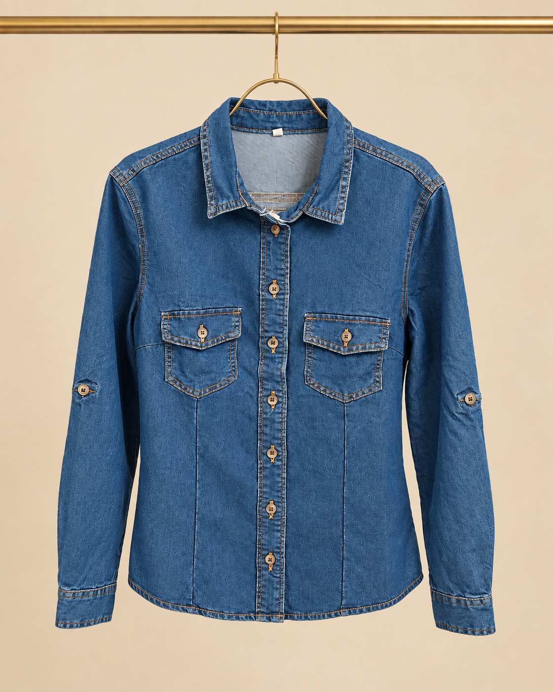 Camisa Vaquera Azul con Bolsillos Frontales