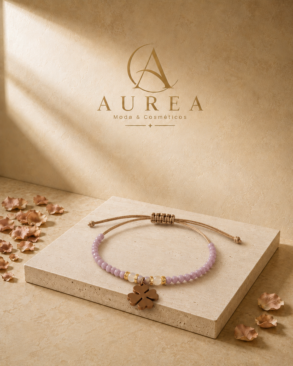 Pulsera Ajustable Trèfle Lila