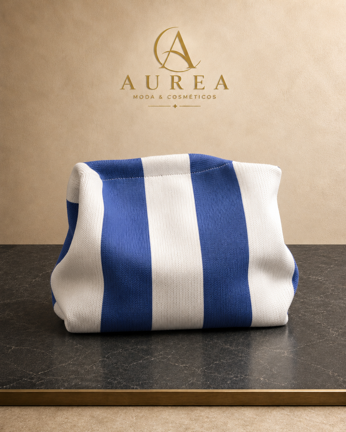 Bolso Clutch Rayas Azul y Blanco