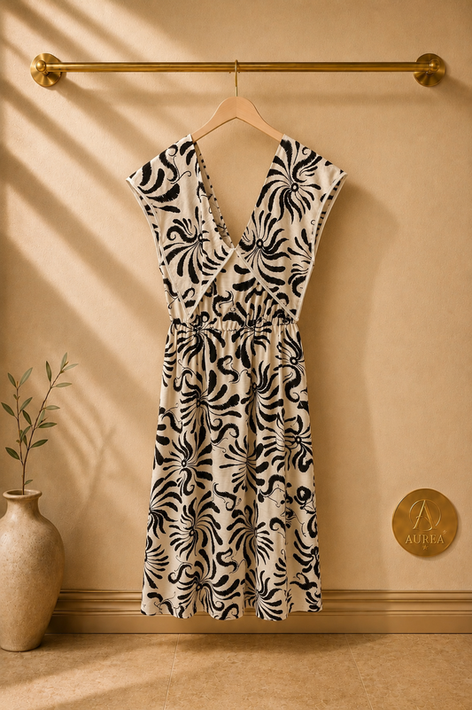 Vestido Estampado Escote Cruzado color marron de AUREA
