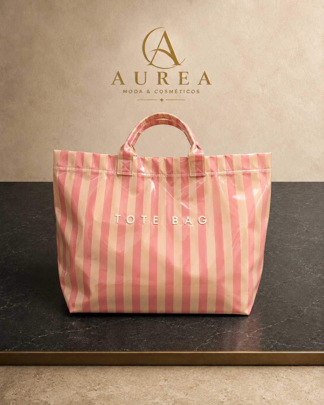 Bolso Tote Rayas Rosa
