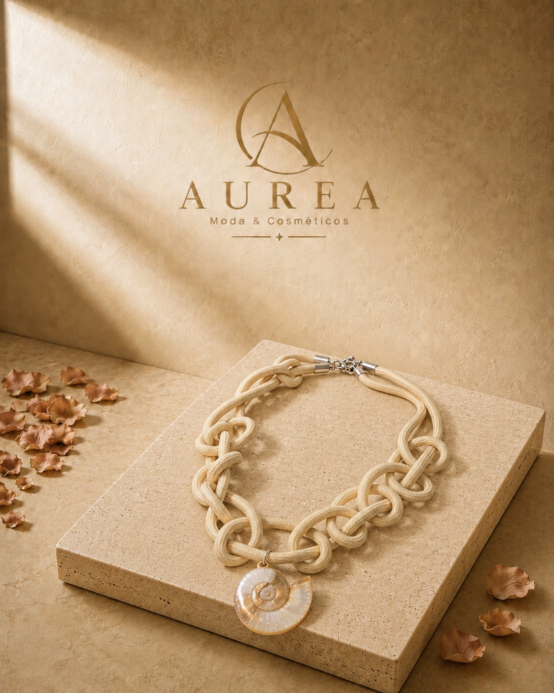 Collar Nudos con Colgante Concha