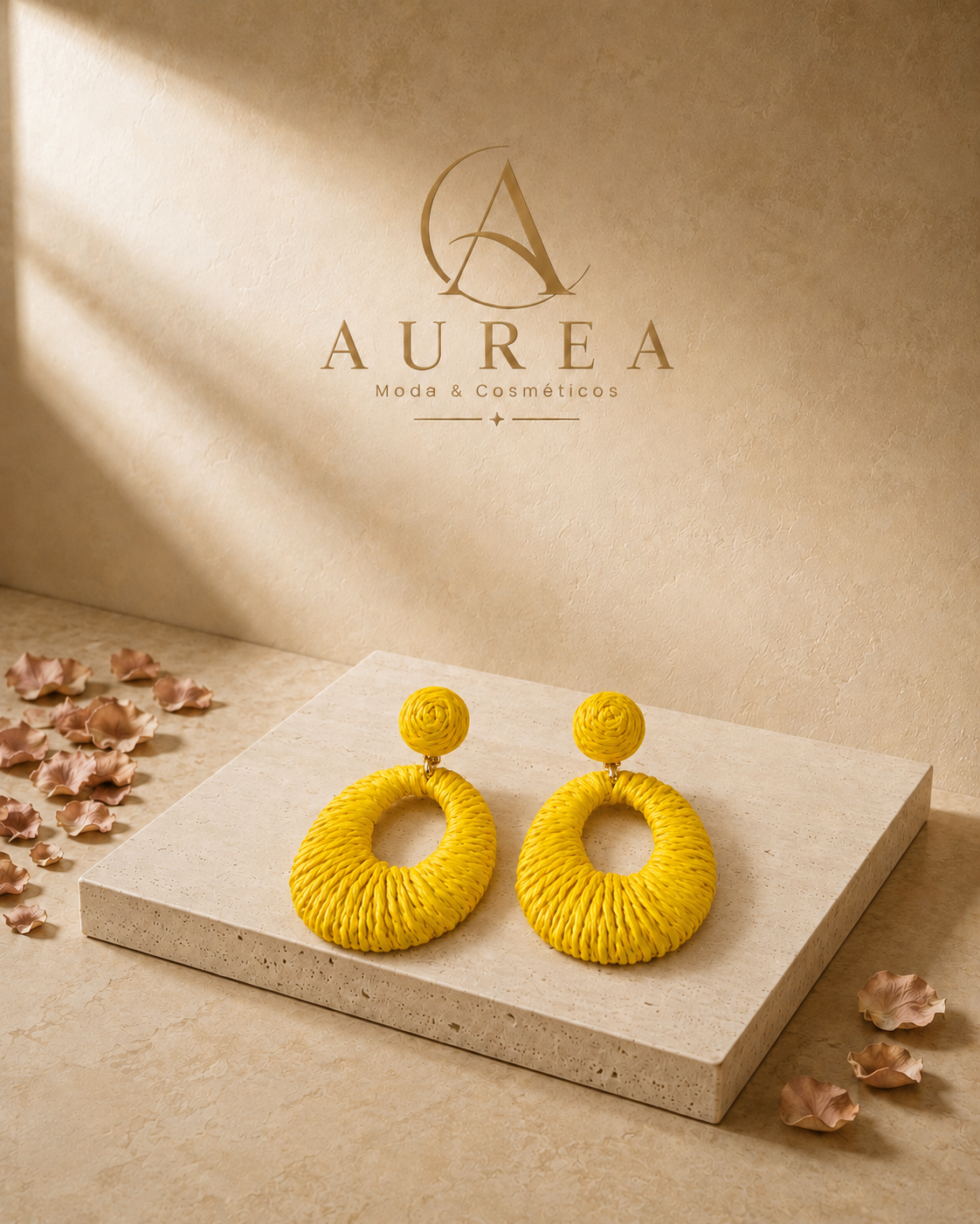 Pendientes Amarillos de Rafia