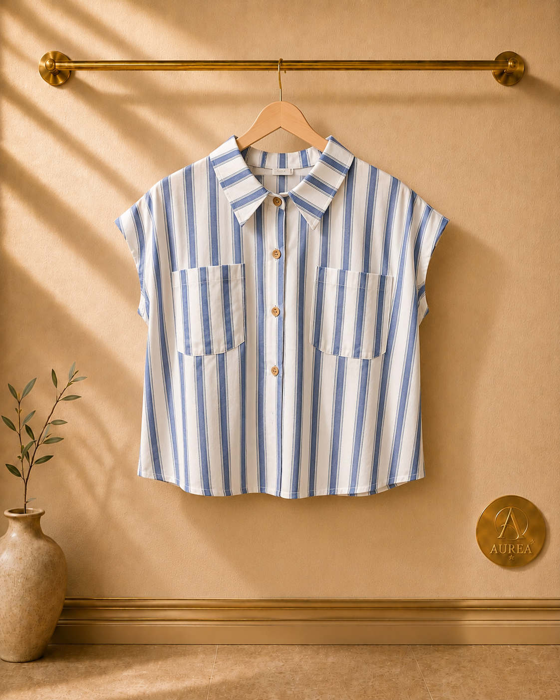 Camisa Rayas Azul y Blanco
