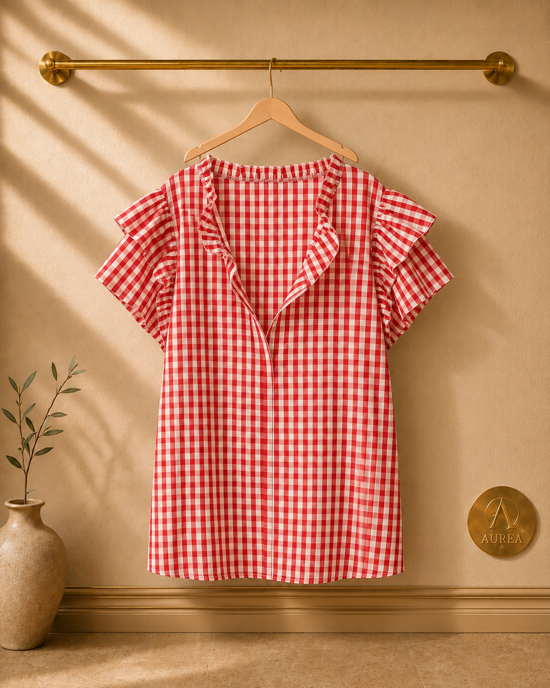 Blusa vichy con volantes