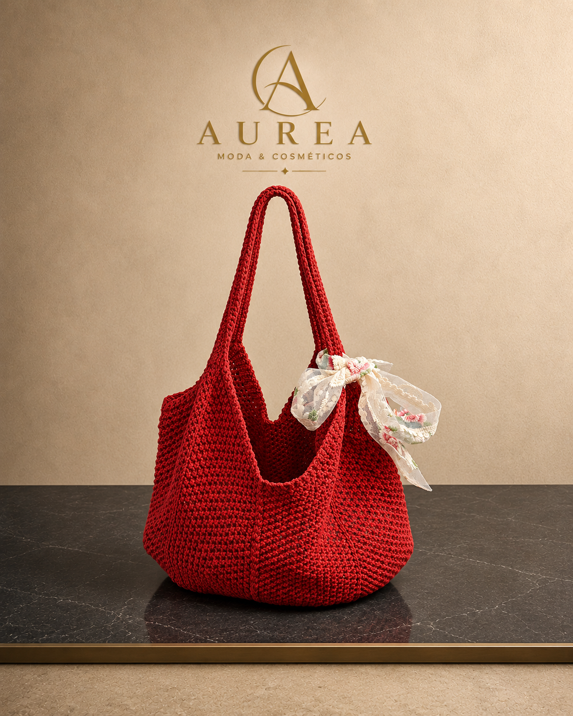 Bolso Crochet Rojo con Lazo